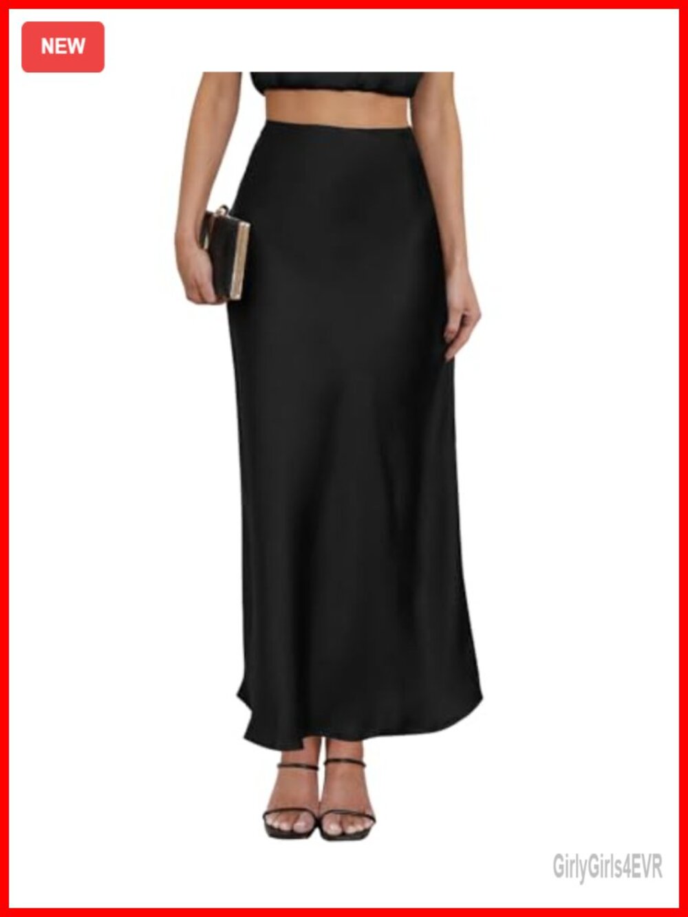 Satin Maxi Skirt High Waisted Long Flared A-Line Summer Party Skirt